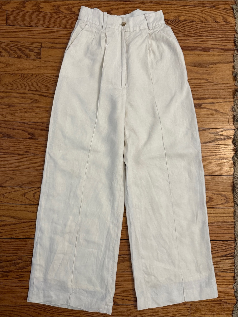 Loulou Studio Baiyan White High-Waist Wide-Leg linen Pants 25